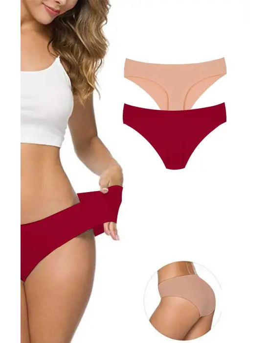 2 Adet Kadın Dikişsiz Lazer Kesim Esnek İz yapmayan Külot S6