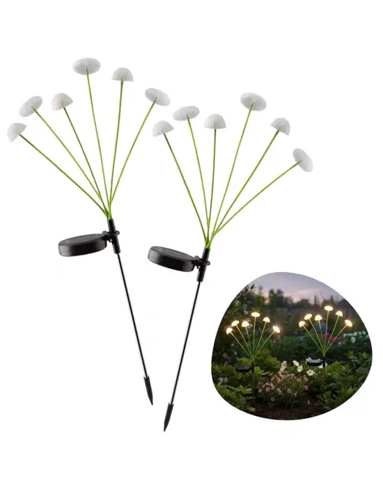 2 Adet Plastik Mantar Solar Bahçe Lambası – Güneş Enerjili LED Dış Mekan Aydınlatma, Otomatik Sensörlü Dekoratif Bahçe Işığı