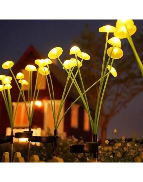 2 Adet Plastik Mantar Solar Bahçe Lambası – Güneş Enerjili LED Dış Mekan Aydınlatma, Otomatik Sensörlü Dekoratif Bahçe Işığı