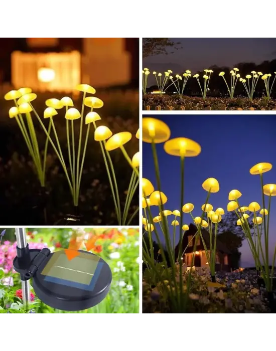 2 Adet Plastik Mantar Solar Bahçe Lambası – Güneş Enerjili LED Dış Mekan Aydınlatma, Otomatik Sensörlü Dekoratif Bahçe Işığı