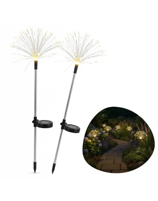 2 Adet Saçak Model Solar Bahçe Lambası – Güneş Enerjili LED Dış Mekan Aydınlatma, Otomatik Sensörlü Dekoratif Işık