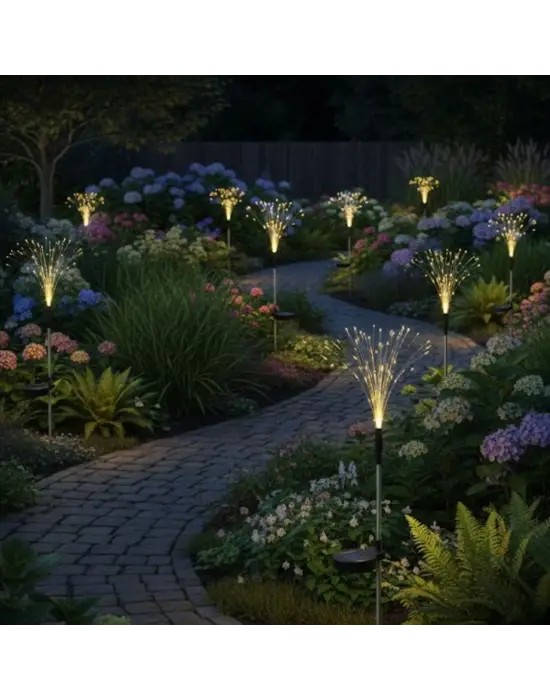 2 Adet Saçak Model Solar Bahçe Lambası – Güneş Enerjili LED Dış Mekan Aydınlatma, Otomatik Sensörlü Dekoratif Işık