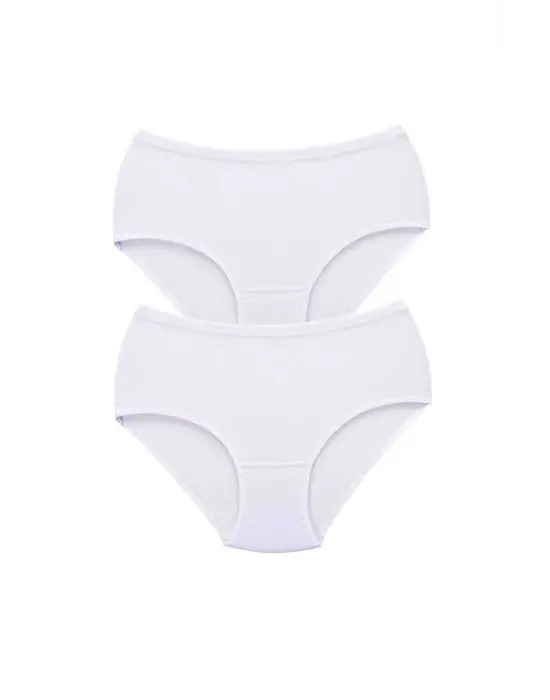 2 Adet Tutku Kadın Yüksek Bel   Kalın Lastik Külot Beyaz