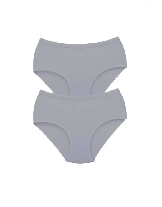 2 Adet Tutku Kadın Yüksek Bel   Kalın Lastik Külot Gri