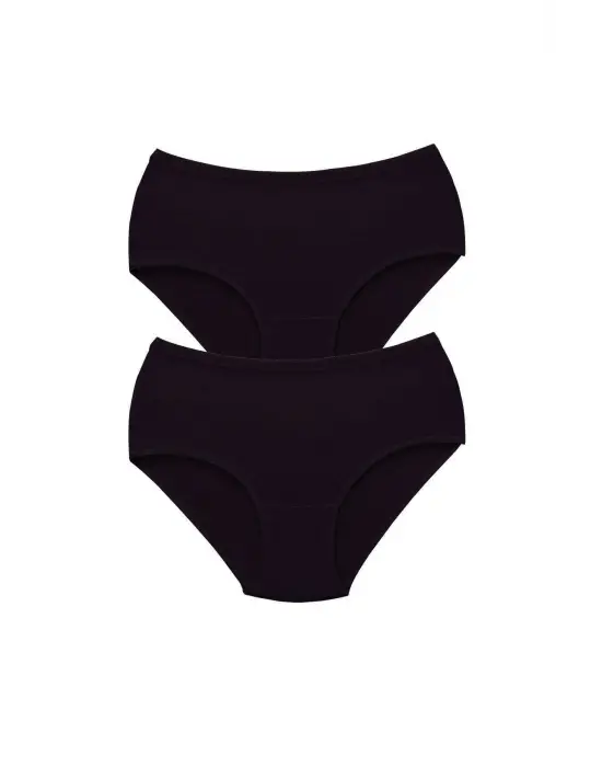 2 Adet Tutku Kadın Yüksek Bel   Kalın Lastik Külot Siyah