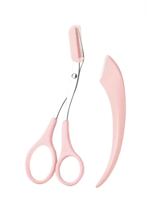 2li Kaş Bakım Seti Taraklı Kaş Makası Ve Kaş Usturası Kaş Şekillendirici