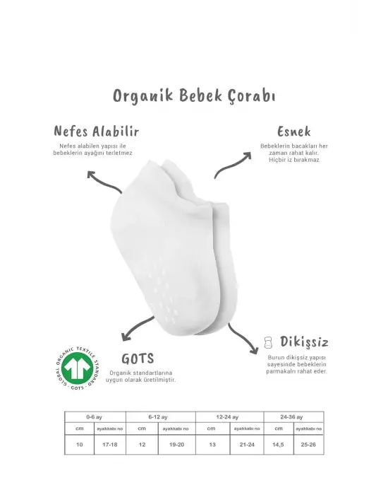 Omarı Kaymaz Basic Penye Çorap 2li Paket - Beyaz