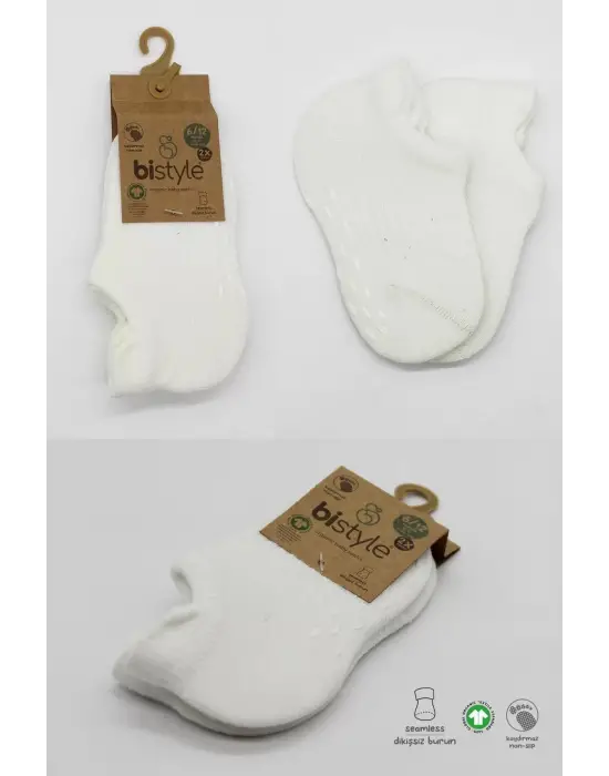 Omarı Kaymaz Tabanlı Basic Penye Çorap Seti Ekru