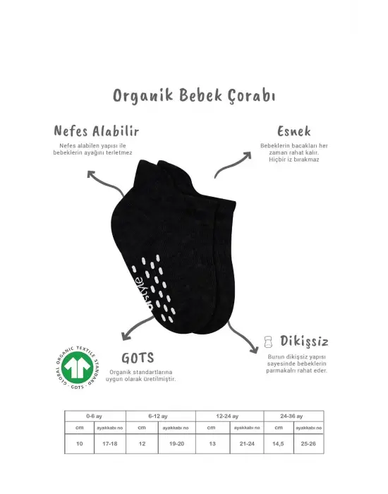 Omarı Kaymaz Basic 2li Sneakers Penye Çorap Siyah Ekru
