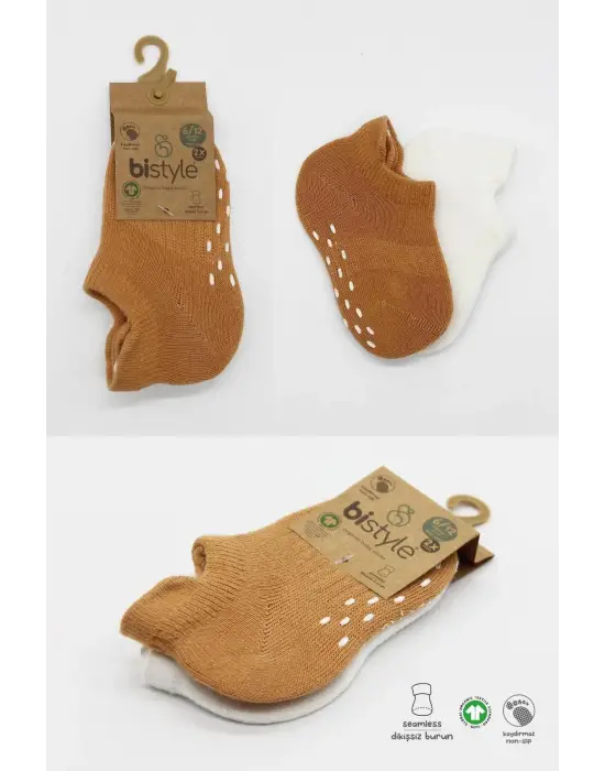 Omarı Renkli Kaymaz Sneakers Penye Çorap Seti