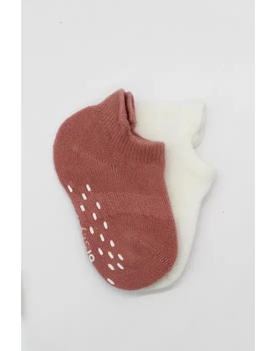 Omarı Renkli Kaymaz Penye Çorap 2li Paket