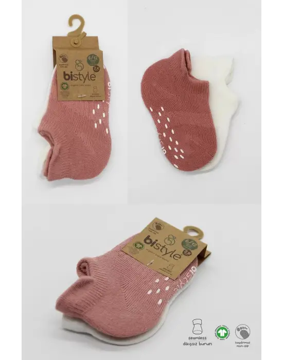 Omarı Renkli Kaymaz Penye Çorap 2li Paket