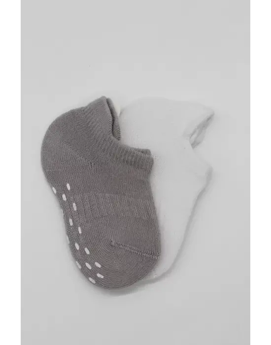 Omarı Renkli ve Kaymaz 2li Penye Sneakers Çorap Seti