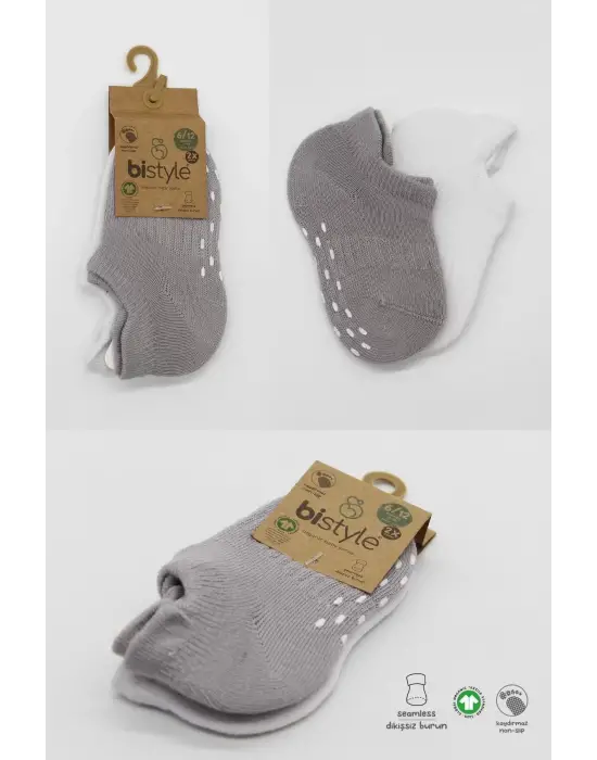 Omarı Renkli ve Kaymaz 2li Penye Sneakers Çorap Seti