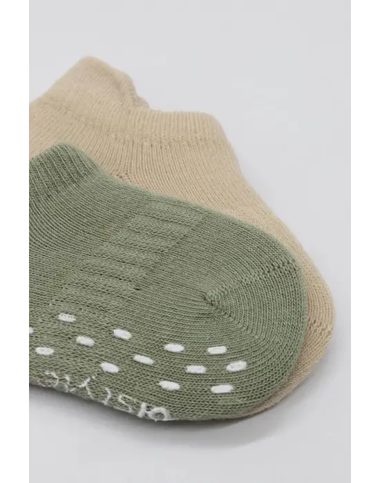 Omarı Renkli Kaymaz Sneakers Penye Çorap Seti