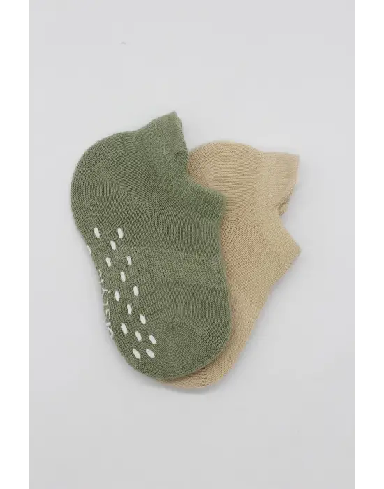 Omarı Renkli Kaymaz Sneakers Penye Çorap Seti