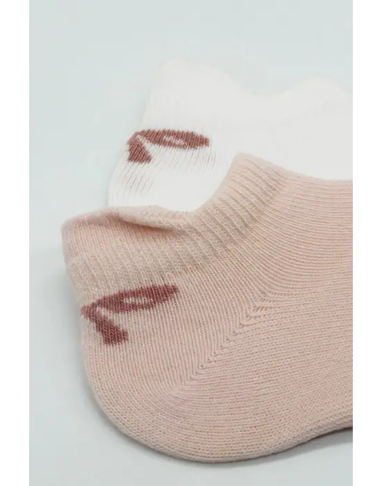 Omarı Sneakers Desenli Penye Çorap Seti - Pembe Ekru