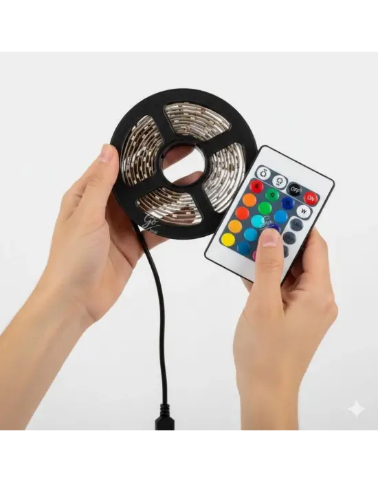 2 Metre Kumandalı USB LED Şerit Işık – Renk Ayarlı Dekoratif Ortam ve Ambiyans Aydınlatması