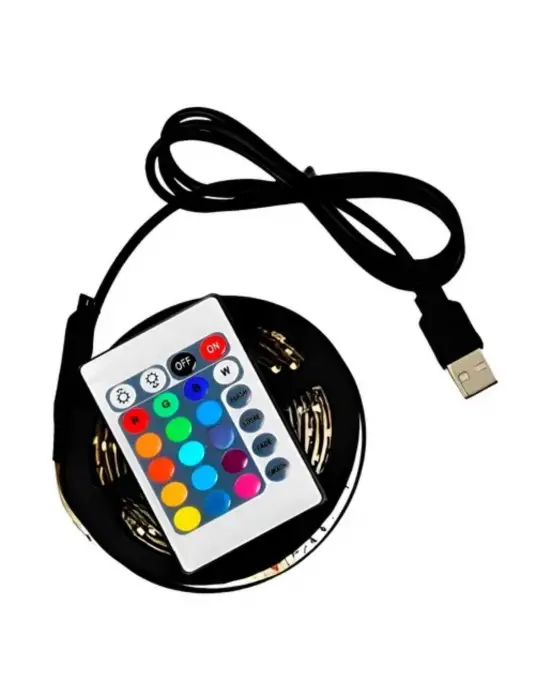 2 Metre Kumandalı USB LED Şerit Işık – Renk Ayarlı Dekoratif Ortam ve Ambiyans Aydınlatması
