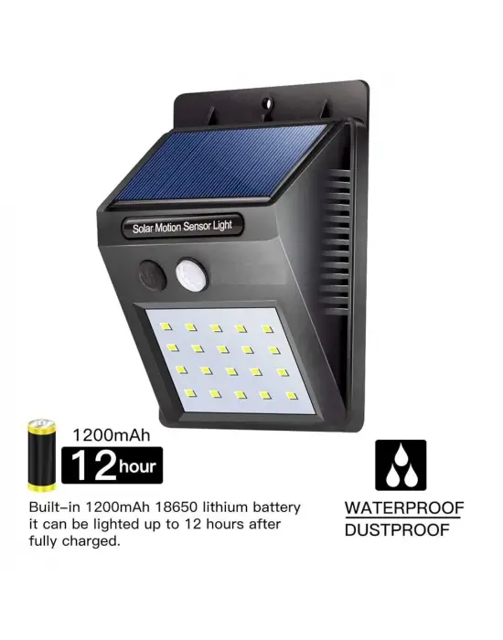 20 Ledli Hareket Sensörlü Dış Mekan Solar Lamba