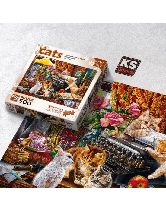 20052 Kittens in the Writer’s Office 500 Parça Puzzle