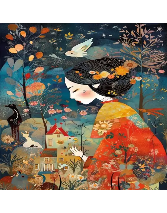 20070 PUZZLE 500 A Woman İn a Red Kimono