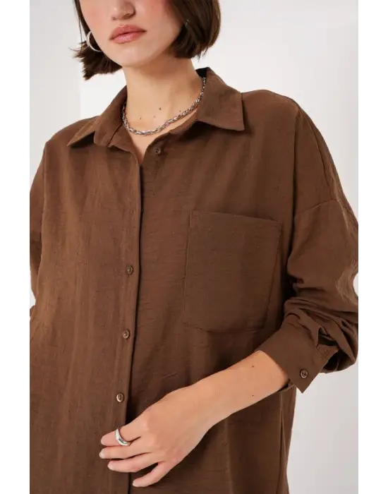Trend Oversize Keten Gömlek