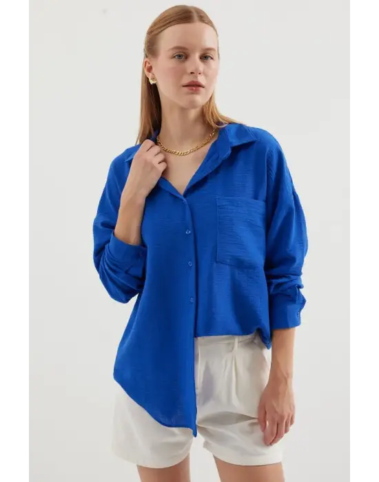 Modern Oversize Keten Gömlek