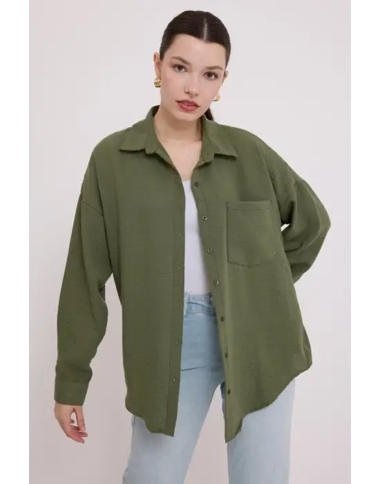Modern Oversize Keten Gömlek