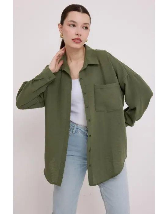 Modern Oversize Keten Gömlek