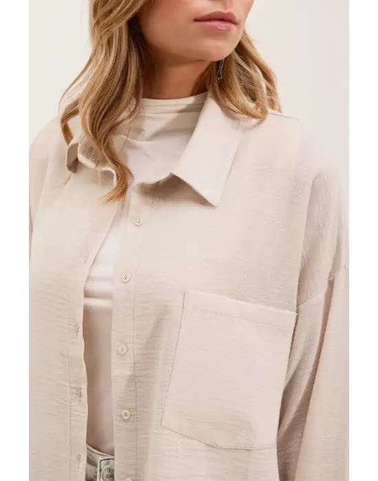 Modern Oversize Keten Gömlek