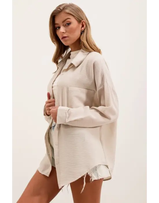 Modern Oversize Keten Gömlek