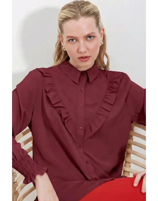 Gösterişli Fırfırlı Kol Gömlek