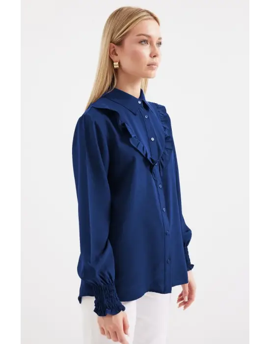 Modern Fırfırlı Uzun Kol Gömlek