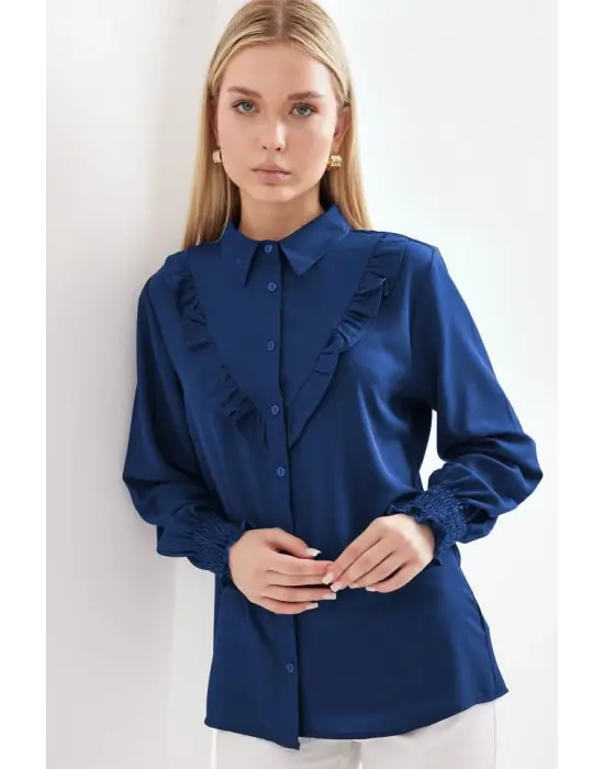 Modern Fırfırlı Uzun Kol Gömlek