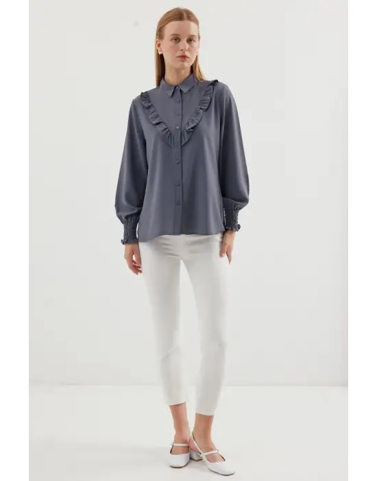 Modern Fırfırlı Uzun Kol Gömlek