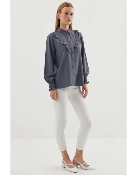 Modern Fırfırlı Uzun Kol Gömlek