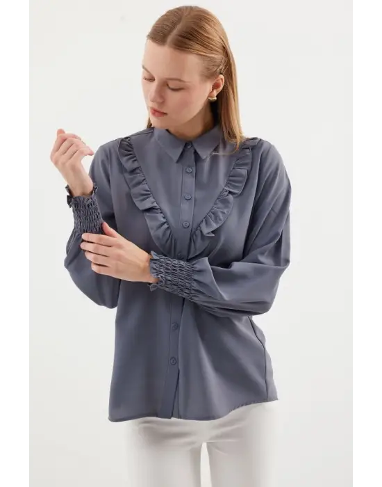 Modern Fırfırlı Uzun Kol Gömlek