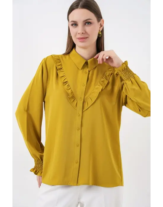 Göz Alıcı Fırfırlı Uzun Kol Gömlek