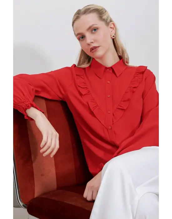 Gösterişli Fırfırlı Gömlek