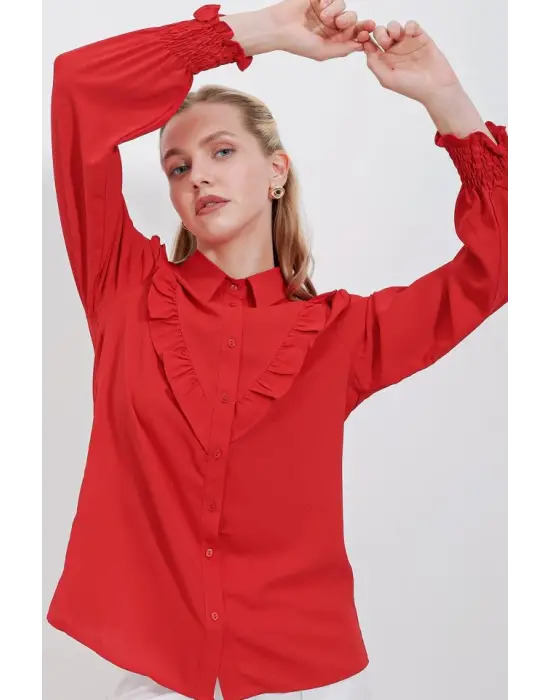 Gösterişli Fırfırlı Gömlek