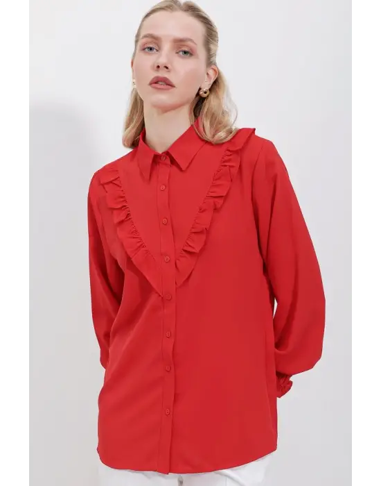 Gösterişli Fırfırlı Gömlek