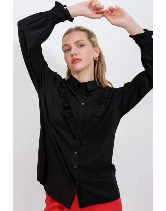 Göz Alıcı Fırfırlı Uzun Kol Gömlek