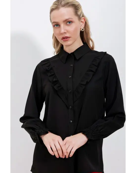 Göz Alıcı Fırfırlı Uzun Kol Gömlek