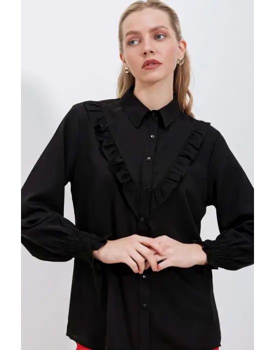 Göz Alıcı Fırfırlı Uzun Kol Gömlek