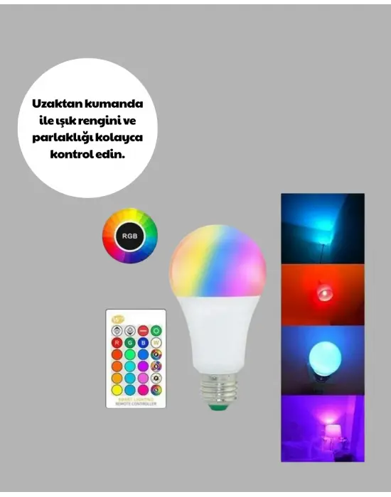2025 Rgb Led Ampul Uzaktan Kumandalı Renkli Işık A Kalite