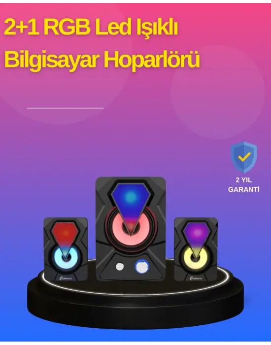 2.1 Kanal Rgb Led Oyun Hoparlörü Subwoofer Destekli