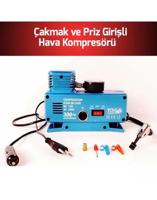 220 Volt-12 Volt 250 Psi Geniş Uygulama Yelpazesi Kompresör Lastik Hava Şişirme Oto Pompası