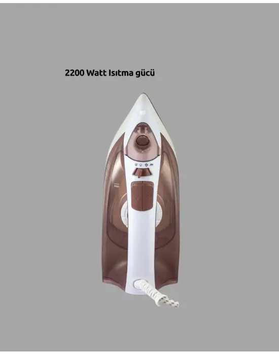 2200 Watt Buharlı Ütü Kahverengi Seramik Taban Şok Buharlı