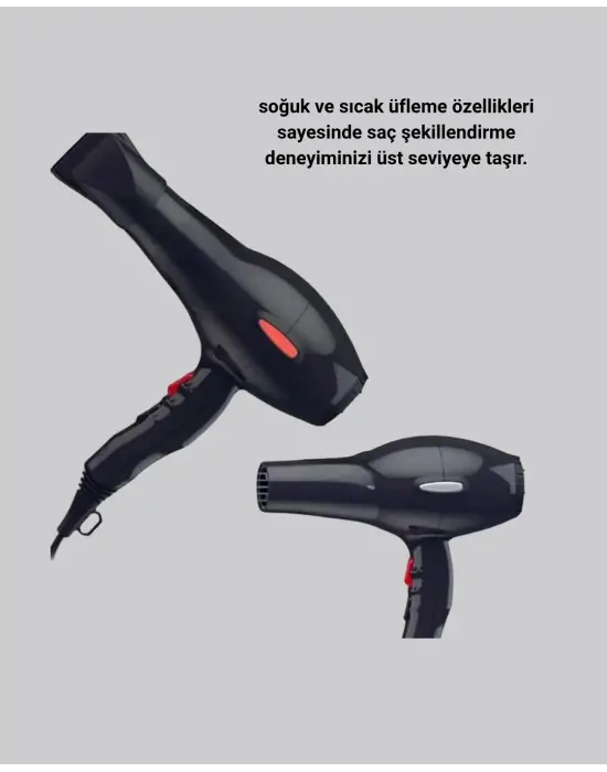 2200w Fön Makinesi – Profesyonel Ac Motor, Soğuk Ve Sıcak Üfleme